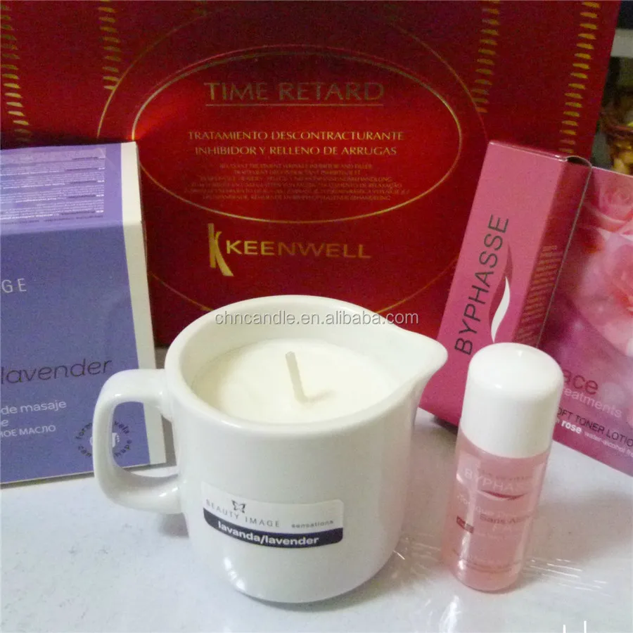 
Custom natural edible cosmetic wax materials massage candle 