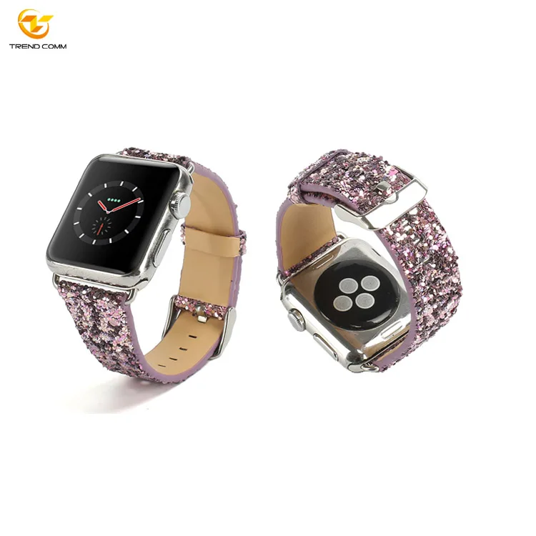 

Purple Bling Luxury Genuine PU Leather For Apple Watch Band 42 mm