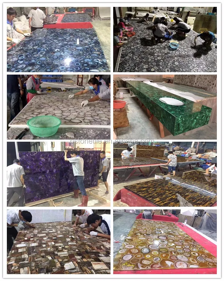 Blue Agate Backlit Semi Precious Stone Slab