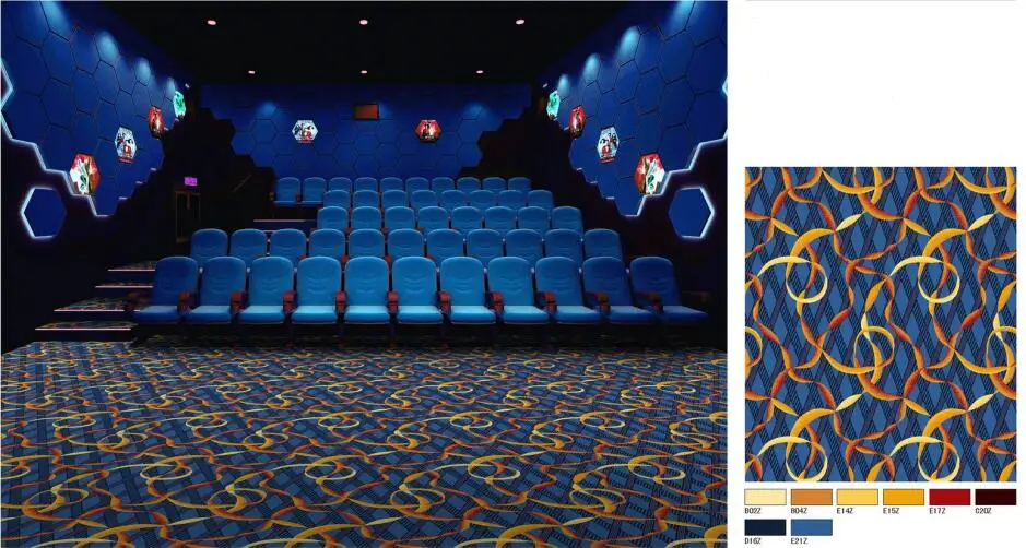 Huade Carpet New Design Fire Resistant Nylon Printed Cinema Carpet
