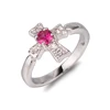 White Plated CZ Ring Ruby 925 Sterling Silver Ring Jewellery