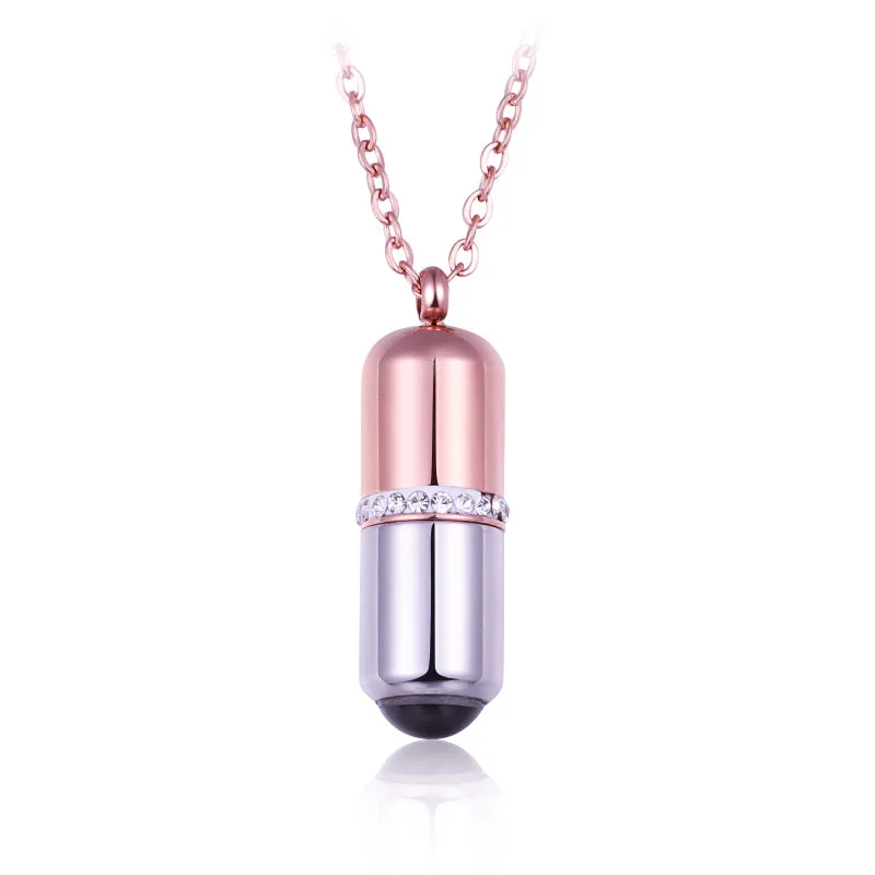 

Love Memory I Love You Projection 100 languages brass pendant capsule charm women Necklace, Rose gold