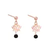 Hot Sale Alloy Simple Lotus Flower Lava Stone Stud/Fish Hook Earring