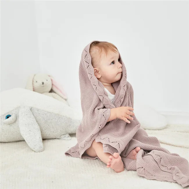 

2019 solid color super soft infant toddlers throws functional crib stroller blankets 100% cotton baby blankets knitted, Any color