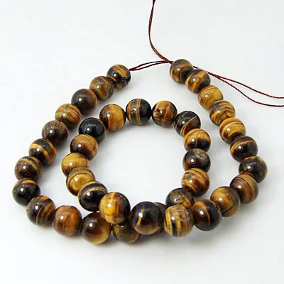 

PandaHall 4mm Dyed Goldenrod Natural Stone Round Tiger Eye Beads