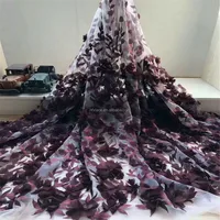 

Burgundy Pretty Nigerian Lace Styles Dress High Quality Tulle Embroidered 3d Flower Net Lace Fabric