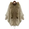 Ladies knitting Cardigan Bat Sleeve Fur Collar Sweater Coat women down coat