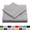 Hot sale cheap 4 piece grey microfiber polyester bed sheet/bedding set for hotel