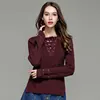 2018 Hot Selling High quality Long Sleeves V-neck Knit Sweater Woman