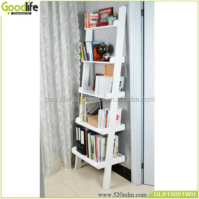 Decoratieve houten muur planken, boekenkast met ladder houten ... Boekenkast woonkamer ladder