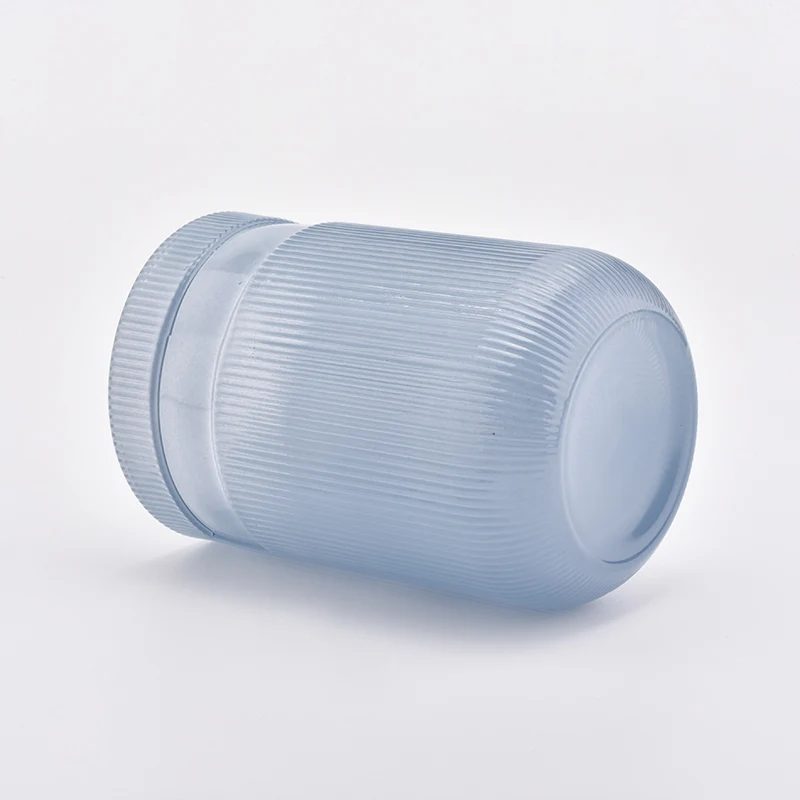 Cylinder customized striped candle vessel glass candle holder home decoration
