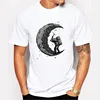 100% cotton digging the moon print casual mens o-neck t shirts fashion men's tops men T-shirt short sleeve men tshirt 2019