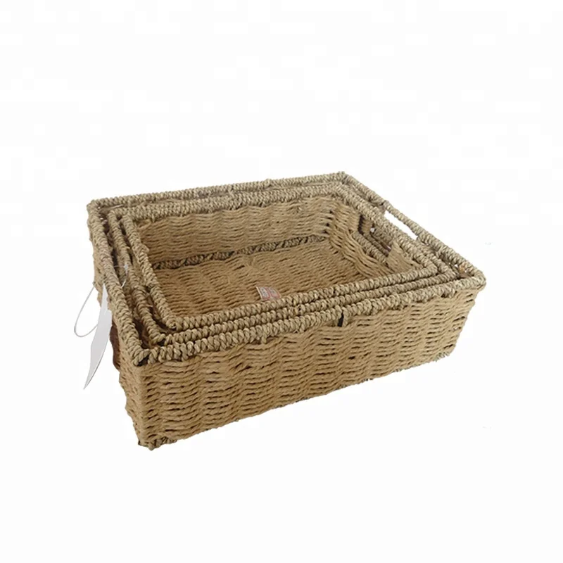 
Small seagrass straw storage basket with handle 