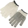 High quality wholesale custom white cotton cheap work gloves black PVC dotted corrugated safety glove garden gloves