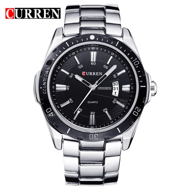 

CURREN 8110 Wholesale Men Fashion Sport Leather Strap Japan Movt Quartz Watch Stainless Steel Back Brand Name Curren Best Gifts