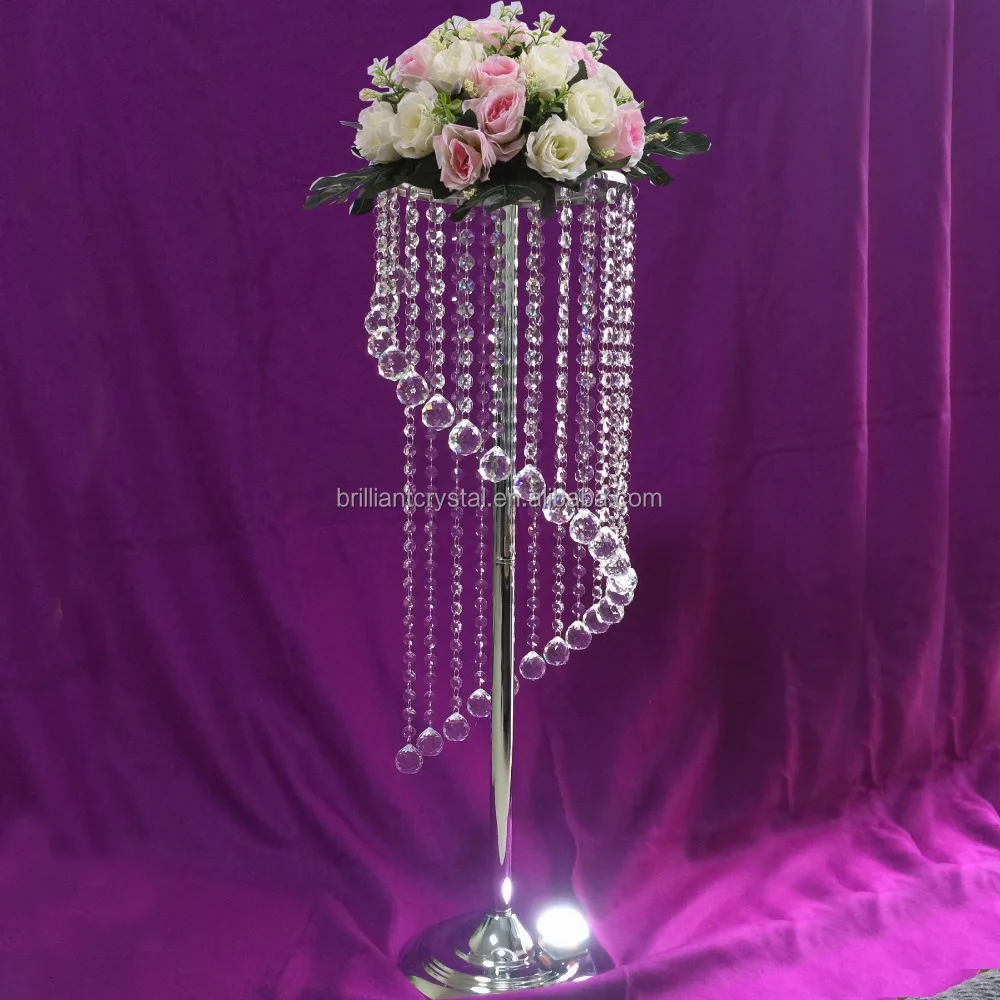 

luxury 110cm tall crystal beaded wedding aisle pillar for wedding decoration, Sliver+ clear