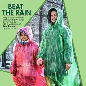 Image of Disposable Custom Printing Waterproof Plastic Rain Poncho/rain Wear