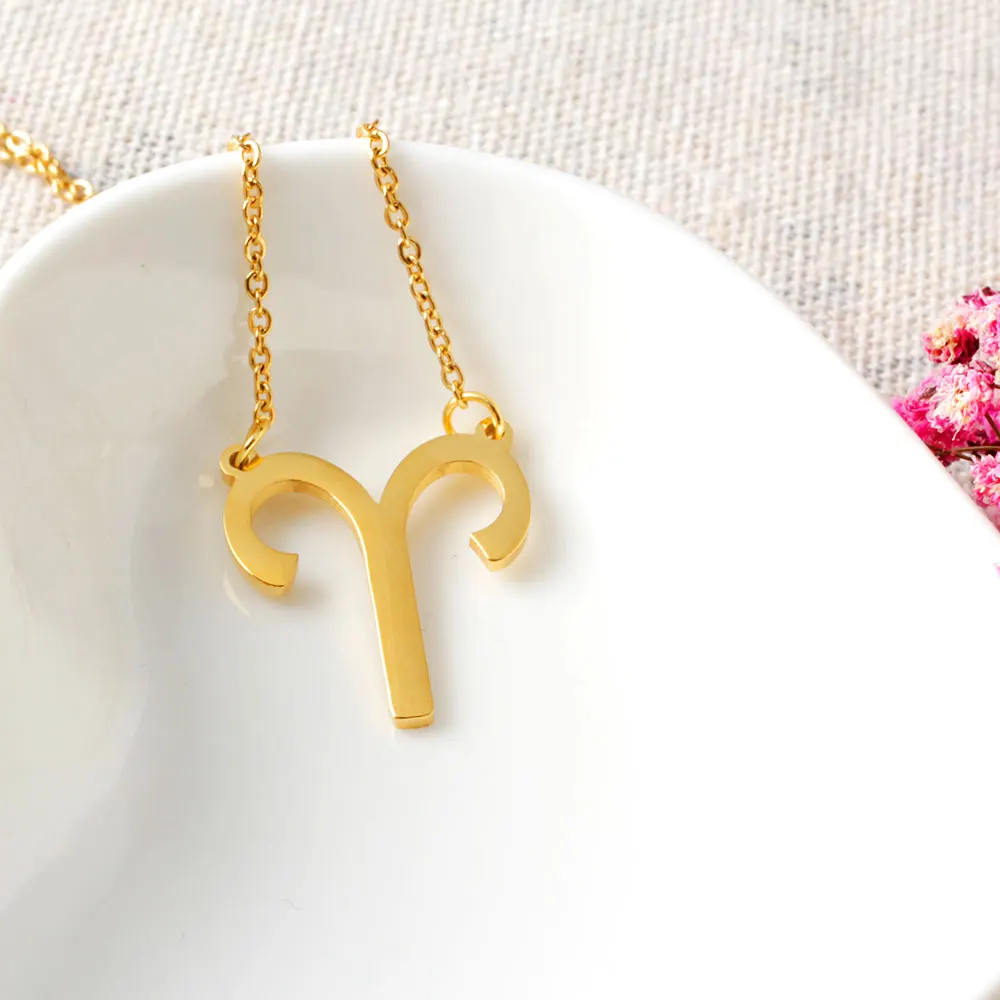 
18K Gold Plated Zodiac Sign Pendant Horoscope Necklace For Women Jewelry 