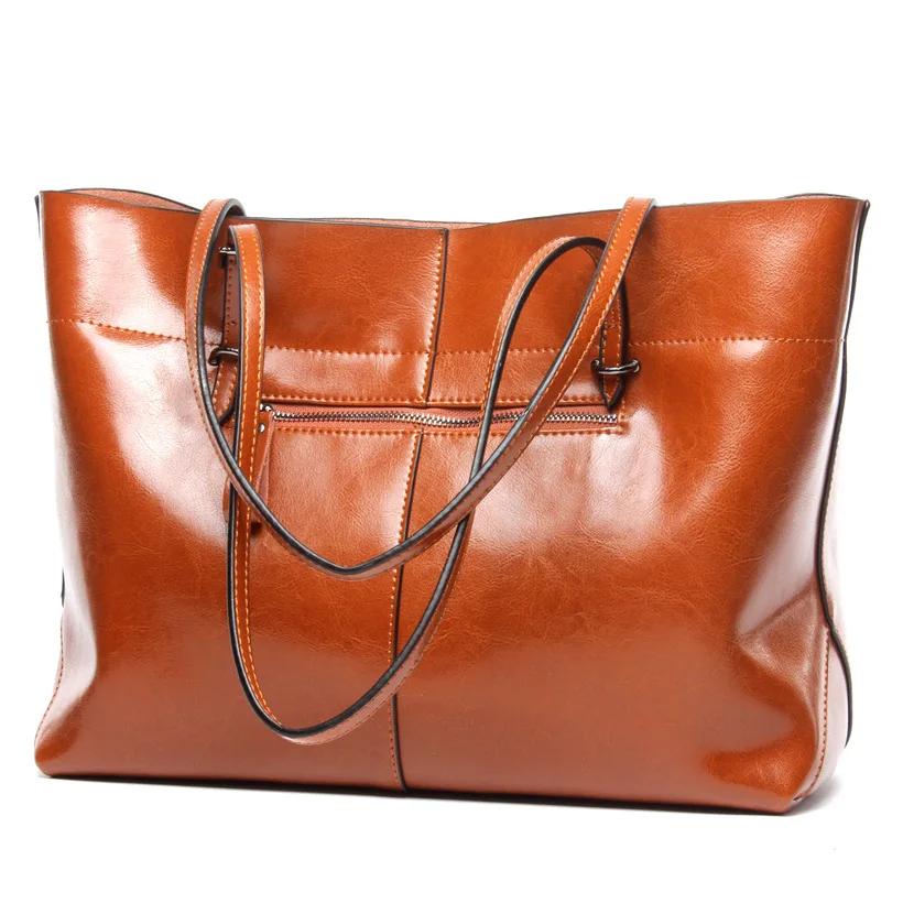 

Wholesale Products China Oil Wax Genuine Leather Ladies Tote Hand Bags Women Handbags, Brown,bule,wine red,black,coffee