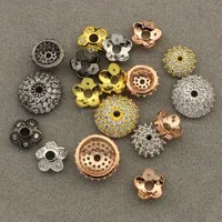 

CZ6785 CZ Micro Pave Bead Caps, CZ Tassel Caps With White Zircon,Loose Findings For Jewelry Making