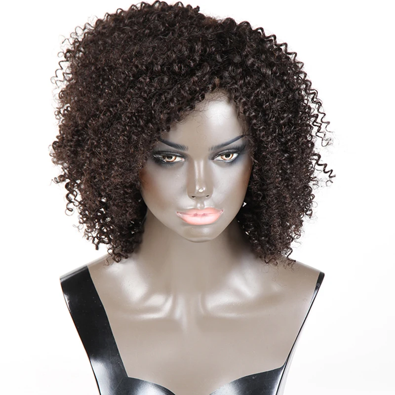 

Ms Mary Full 310g 100% Remy Brazilian Kinky Curly Short Human Hair Wig