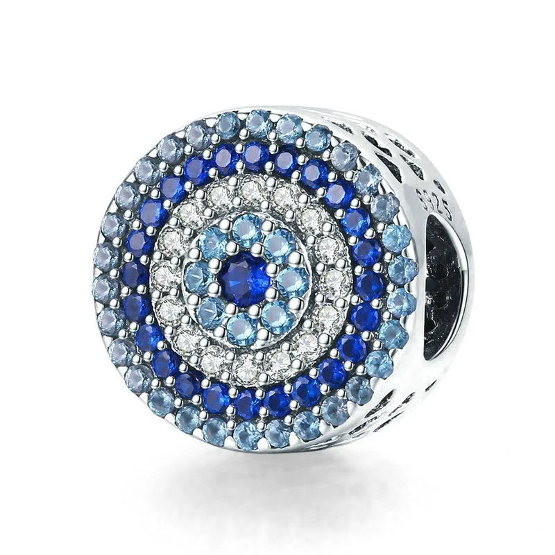 

Fashion New 925 Sterling Silver Blue Eye Lucky Blue Cubic Zircon Beads Charms fit Necklace Bracelets DIY Jewelry BAMOER, N/a