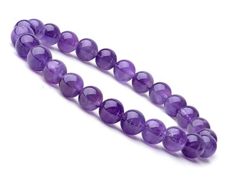

8mm Natural Amethyst Crystal Energy Stone Elastic Stretchable Amethyst Beads Bracelet