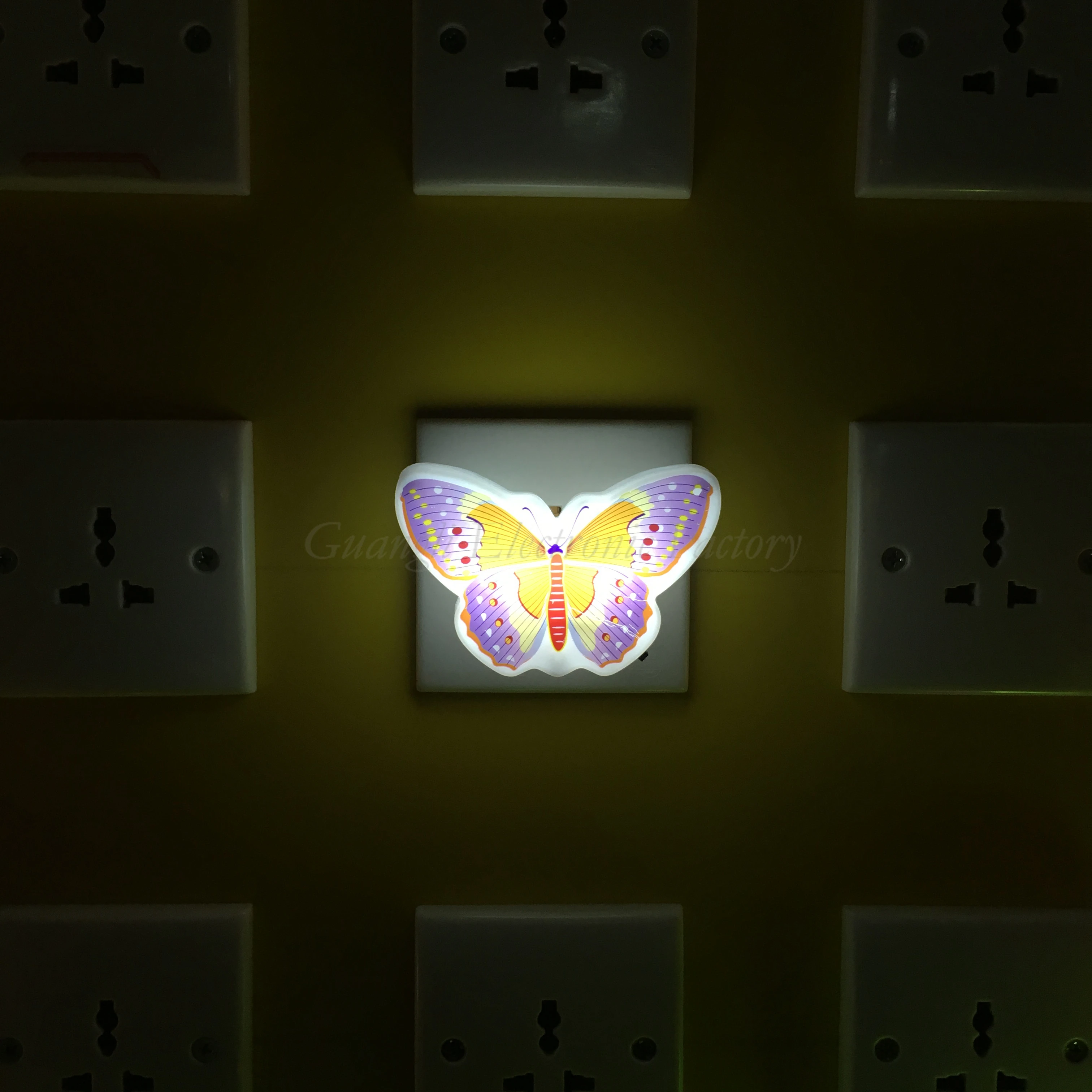 W094 Beautiful Butterfly Animals 4 SMD mini switch plug in room usege with  night light