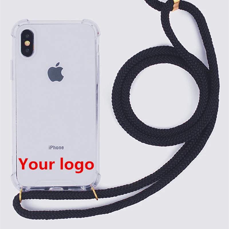 

OEM Custom Your Logo customize Company name Transparent Flat Acrylic Phone case for iphone X For Samsung S10 S10plus with cord, As the following photos