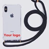 OEM Custom Your Logo customize Company name Transparent Flat Acrylic Phone case for iphone X For Samsung S10 S10plus with cord