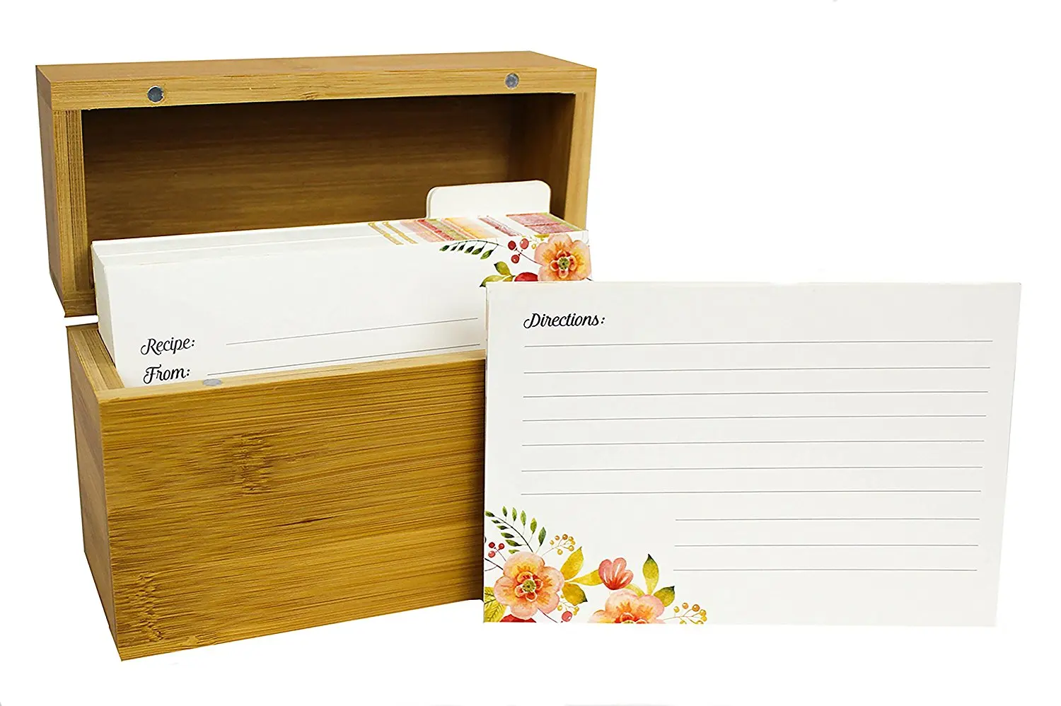 Bamboo Recipe Box With Acrylic Recipe Card Holder Kitchen Recipes