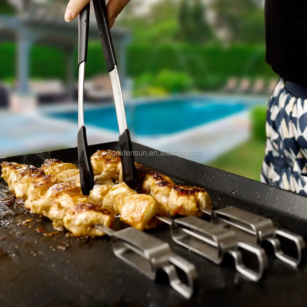 17 Inches Long Flat Wide Stainless Steel Bbq Barbecue Metal Kebab Kabob