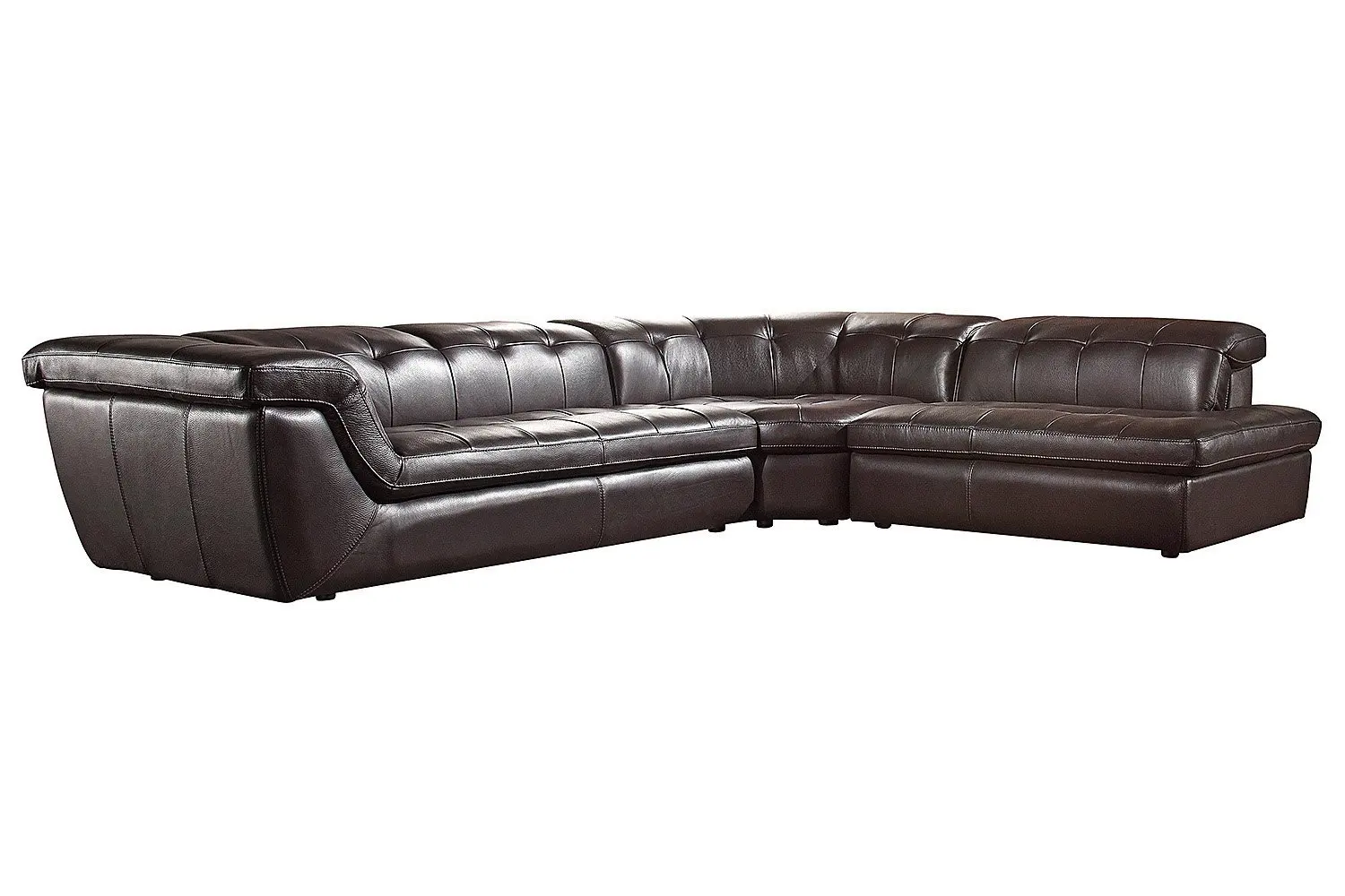 Soflex Tegan-Lu Brown Full Italian Leather Sectional Sofa Modern Contemporary (Right)