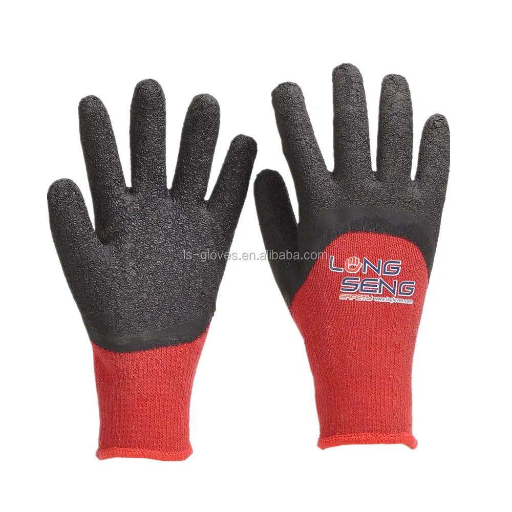 

10gauge red black safety gloves coat black latex crinkle palm dipped working safety glove, Customizable/optional