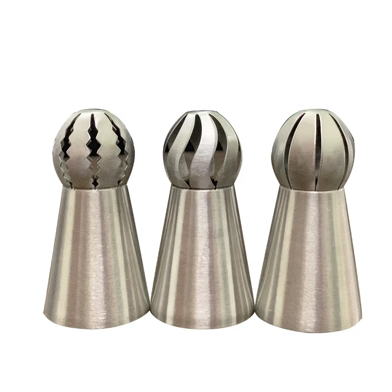 

Stainless steel three-piece set of ball cream nozzle decoration cake Icing Piping tip, Sliver