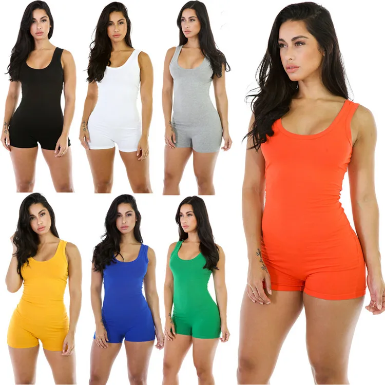 

bulk wholesale muti colors available sexy womens bodycon jumpsuit solid blank ladies playsuits for summer