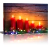 Christmas Blessing Gift LED Light Candle Canvas Print Picture LED XMAS Fabric Painting