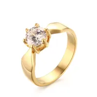 

Dubai Jewelry 7MM Diamond Six-claw Fashion Women Plated 18K Gold Wedding Ring