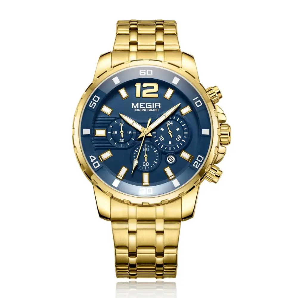 

2018 Megir Brand Luxury Chronograph Quartz Watches Stainless Steel Band Casual Men Wrist Watches