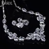 RAKOL Purple red white fancy big diamond zircon st flowone copperer jewelry set S016