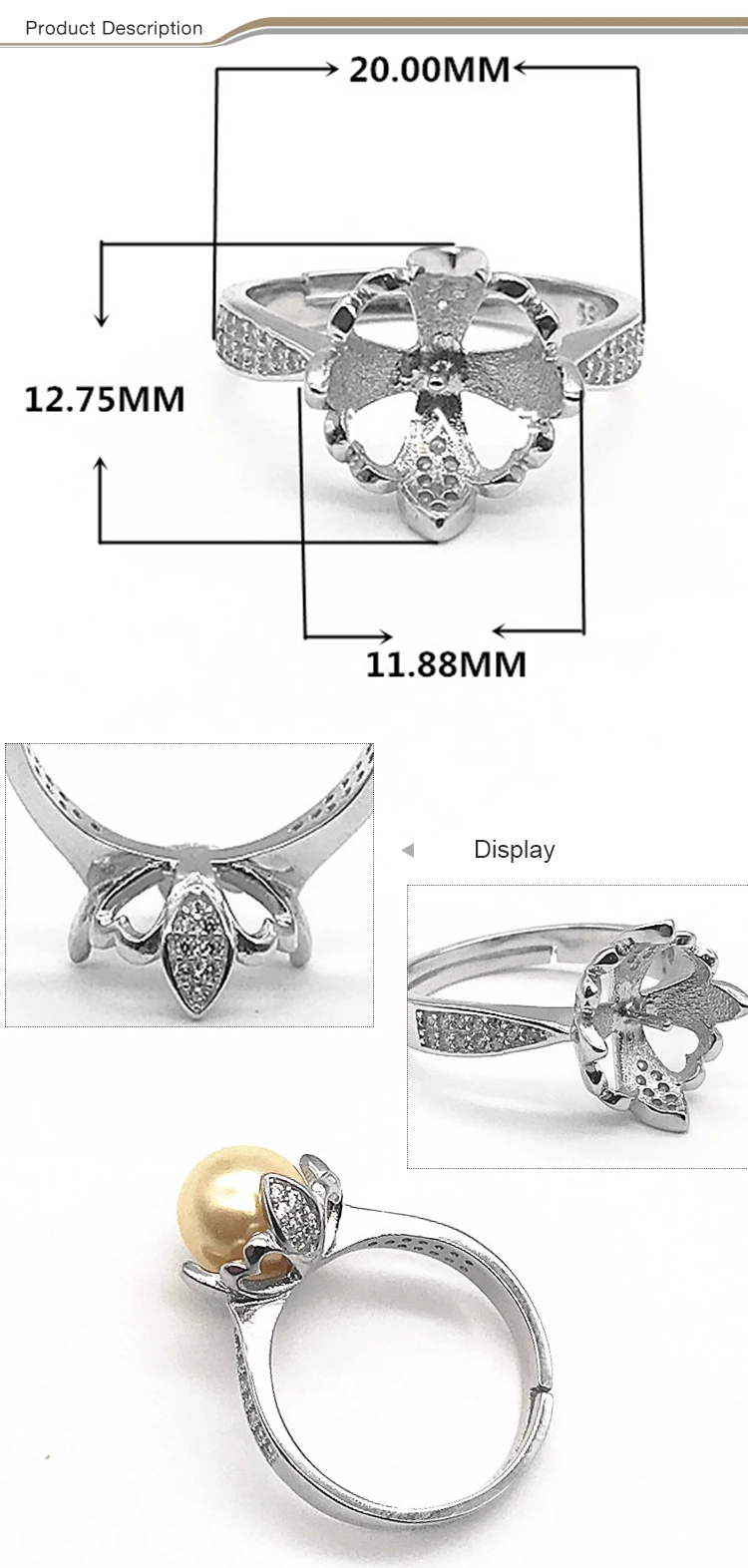 High Quality Custom 925 Italian Sterling Silver Fashion Jewelry Ring
