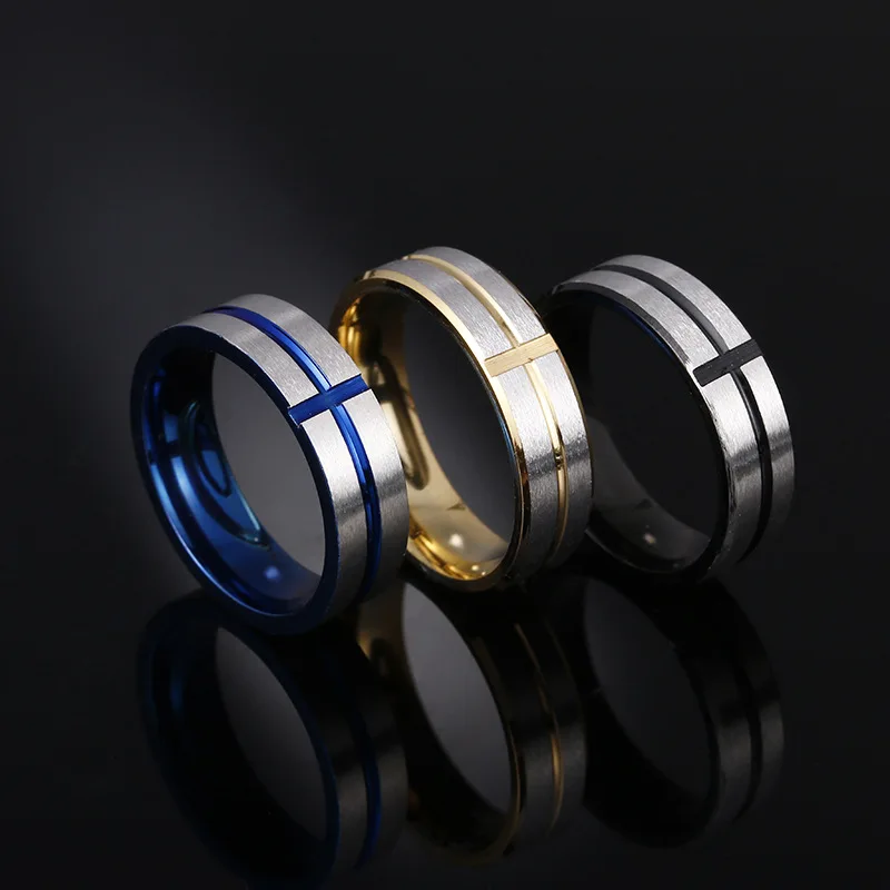 

European and American fashion new men's s316 titanium steel cross ring party wedding popular ring jewelry accessories