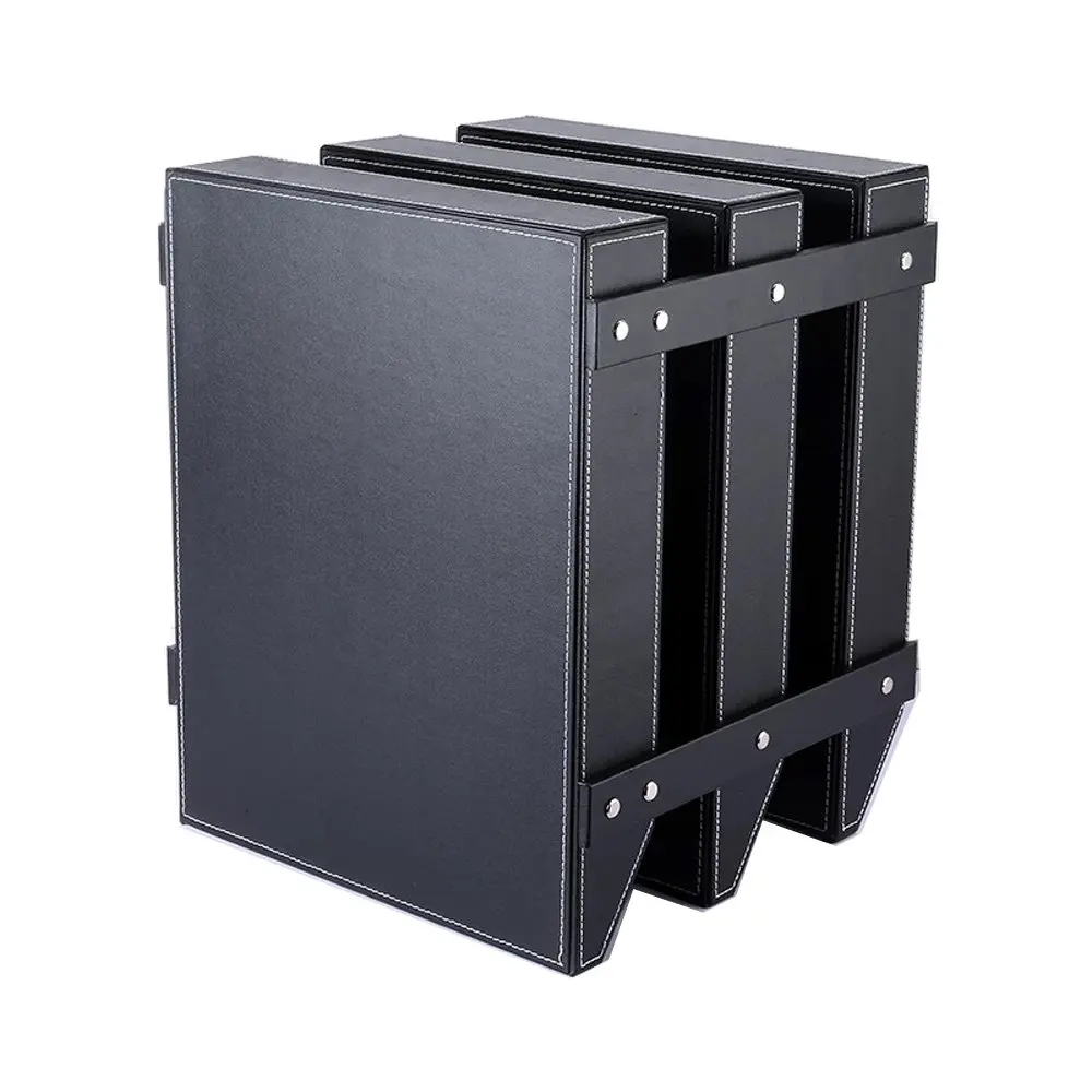 
Three-layer Business leather file rack desktop storage rack office supplies file basket file tray 