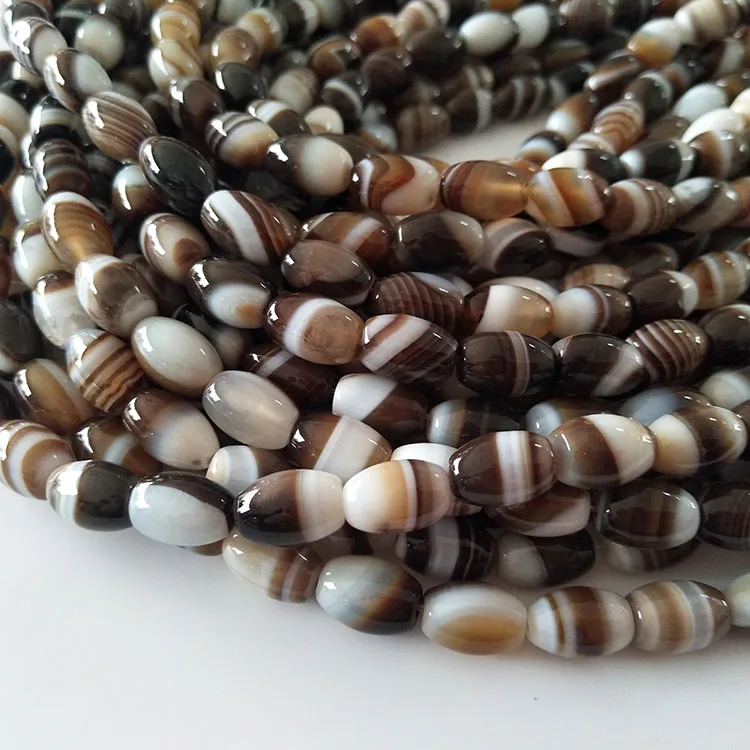 

Gemstone Agate Natural Coffee Brown Color Seed Rice Loose Beads, Original color