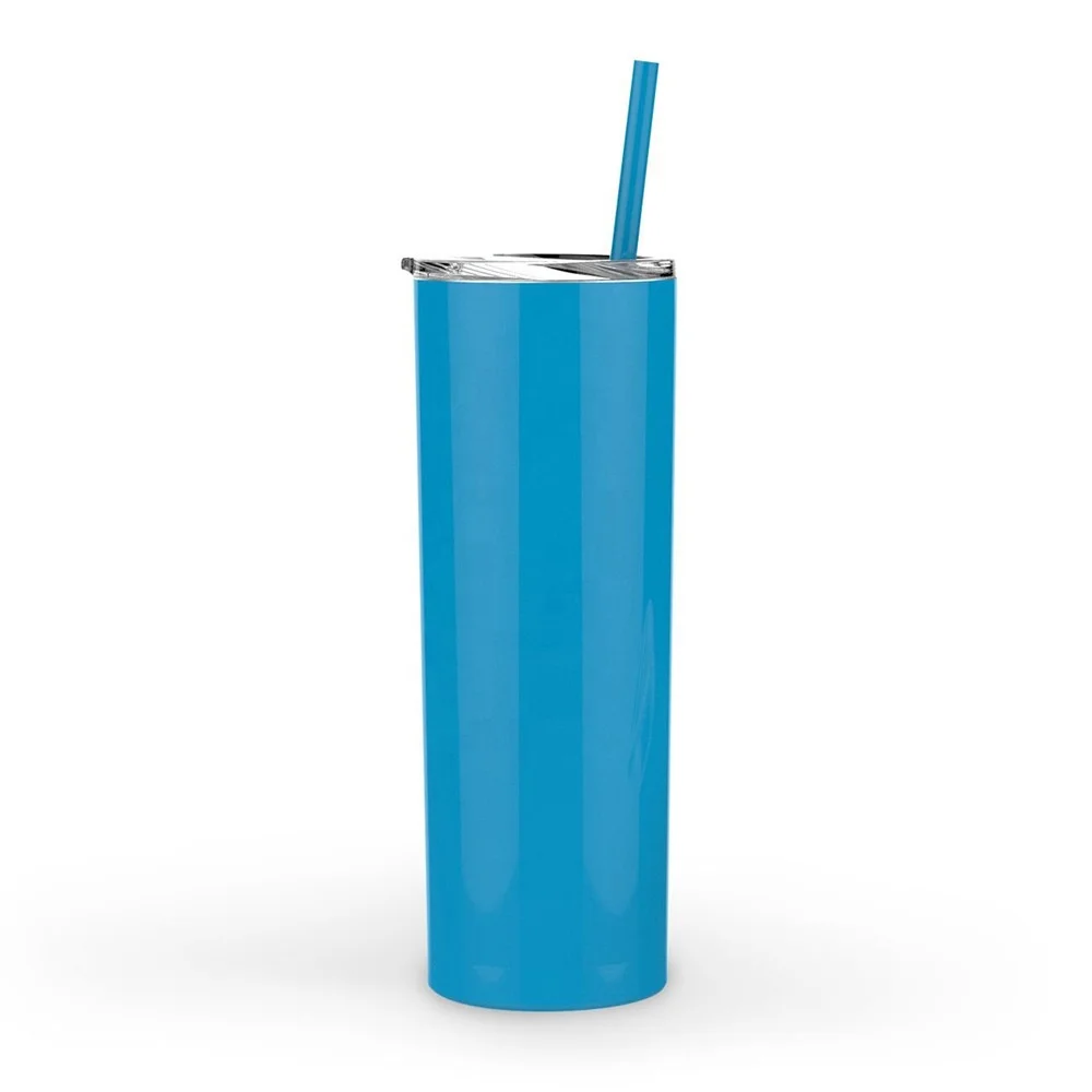 

Custom Stainless Steel Slim Coffee Tumbler Cups 20oz Double Wall Vacuum Insulated Tumbler with Sliding Lid and Straw, Stainless steel color/customized color