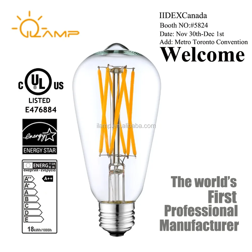 Led Edison Filament Bulb 100 Watt Equivalent 6000k St64 Dimmable Led Edison Filament Bulb 100 Watt