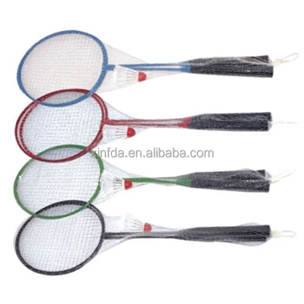 

Hot sale custom printing 2 steel rackets 1 plastic shuttlecock cheap badminton racket set, Customized