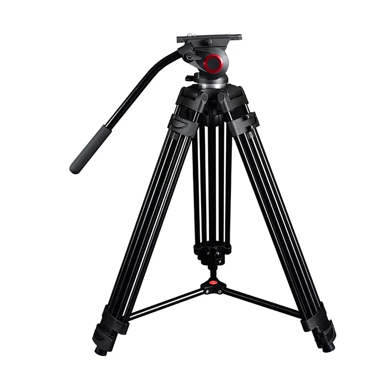 

609A professional video tripod made of aluminium alloy with fluid head suitable for video camera and dslr, Black