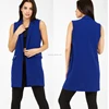 100% Polyester Sleeveless Jacket New Style Royal Blue Crepe Body Fitted Stylish Jacket For Office Work Clothing