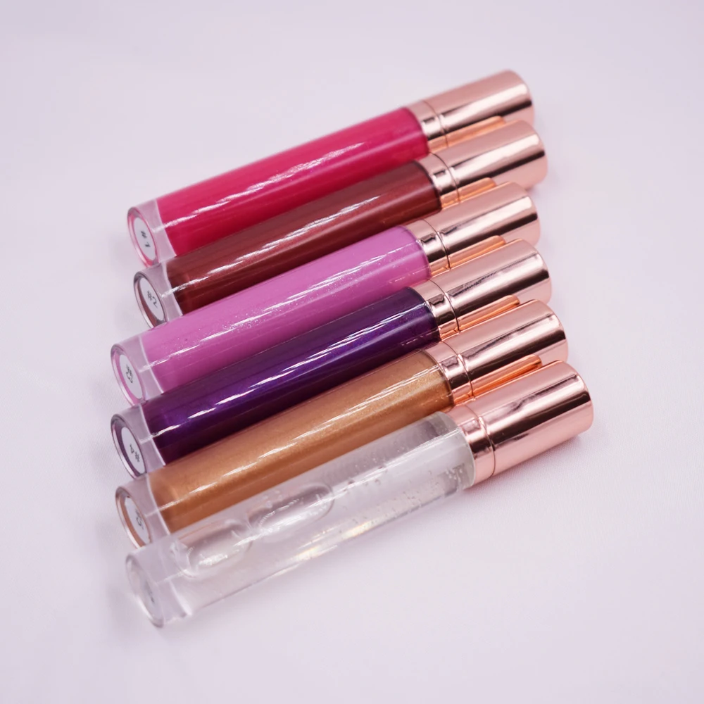 

shiny lipgloss private label lipgloss tube packaging round lipgloss tube custom packing, 7 colors